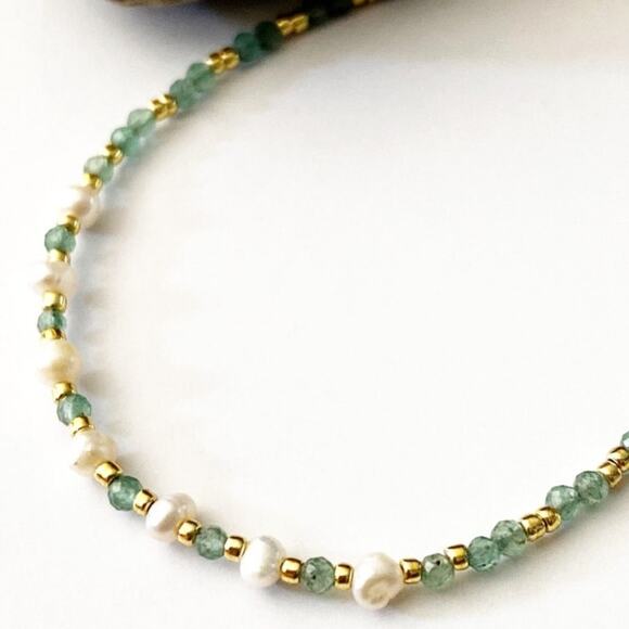 Anthropologie Jewelry - NEW Green Aventurine & Pearl Bracelet